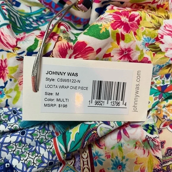 Johnny Was Locita Wrap One Piece Swimsuit Floral Patchwork Swimsiut NWT - Picture 9 of 10